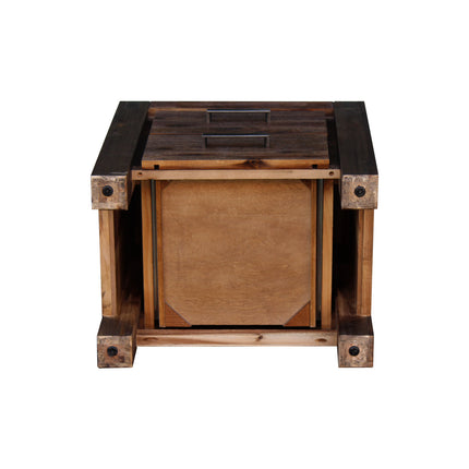 Bedside Table 2 drawers Night Stand Solid Wood Acacia Storage in Chocolate Colour.