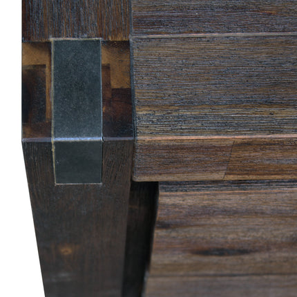 Bedside Table 2 drawers Night Stand Solid Wood Acacia Storage in Chocolate Colour.