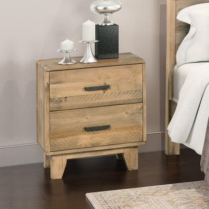 Bedside Table 2 drawers Night Stand Solid Wood Storage Light Brown Colour.