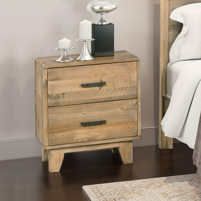 Bedside Table 2 drawers Night Stand Solid Wood Storage Light Brown Colour.
