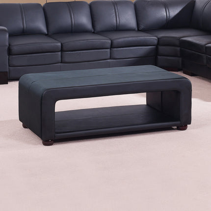 Coffee Table Upholstered PU Leather in Black Colour with open storage.