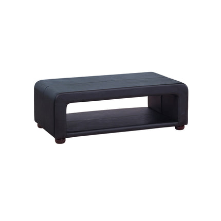 Coffee Table Upholstered PU Leather in Black Colour with open storage.