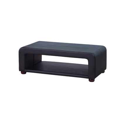 Coffee Table Upholstered PU Leather in Black Colour with open storage.