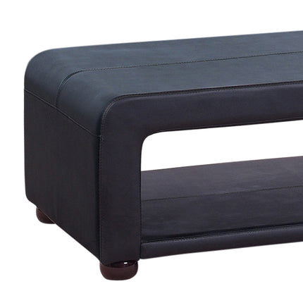 Coffee Table Upholstered PU Leather in Black Colour with open storage.