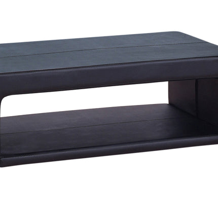 Coffee Table Upholstered PU Leather in Black Colour with open storage.