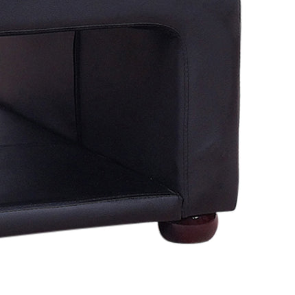 Coffee Table Upholstered PU Leather in Black Colour with open storage.
