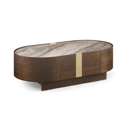 Coffee Table MDF Board Melamine Interior Ample Storage in Dark Walnut colour.