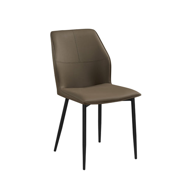 6x Dining Chair Brown Faux Leather Upholstered Seat Powder Coated Iron Legs.