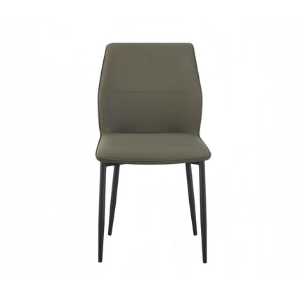 6x Dining Chair Brown Faux Leather Upholstered Seat Powder Coated Iron Legs.