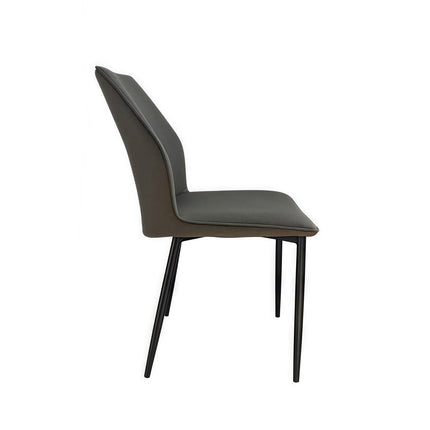 6x Dining Chair Brown Faux Leather Upholstered Seat Powder Coated Iron Legs.