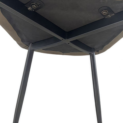 6x Dining Chair Brown Faux Leather Upholstered Seat Powder Coated Iron Legs.