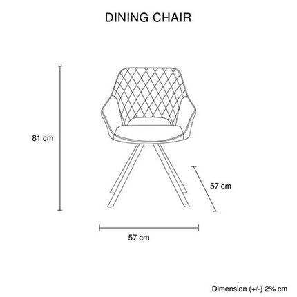2X PU Leather Powder Coated Metal Legs Swivel Dining Chair