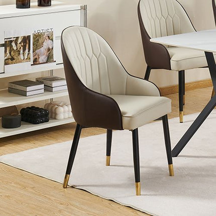 2X Dining Chair PU Leather Powder Coating on Legs