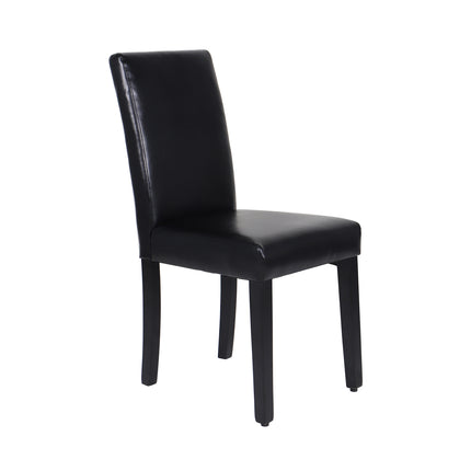 2x Wooden Frame Black Leatherette Dining Chairs with Solid Pine Legs.