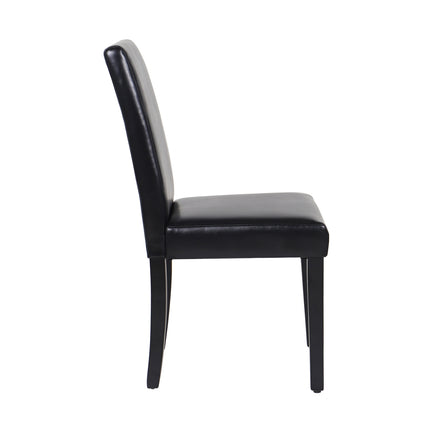 2x Wooden Frame Black Leatherette Dining Chairs with Solid Pine Legs.