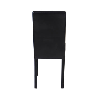 2x Wooden Frame Black Leatherette Dining Chairs with Solid Pine Legs.