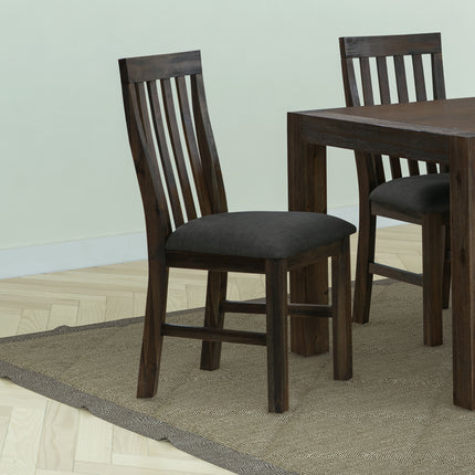 2x Wooden Frame Leatherette in Solid Wood Acacia & Veneer Dining Chairs in Chocolate Colour.