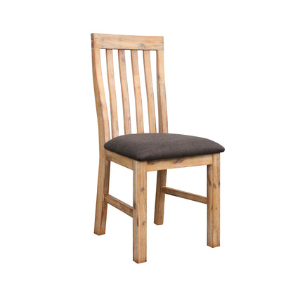 2x Wooden Frame Leatherette in Solid Wood Acacia & Veneer Dining Chairs in Oak Colour.