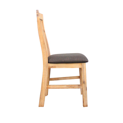 2x Wooden Frame Leatherette in Solid Wood Acacia & Veneer Dining Chairs in Oak Colour.