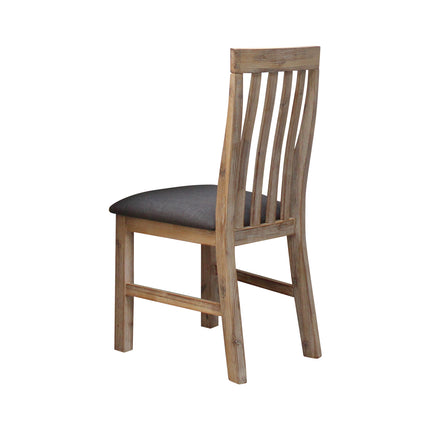 2x Wooden Frame Leatherette in Solid Wood Acacia & Veneer Dining Chairs in Oak Colour.
