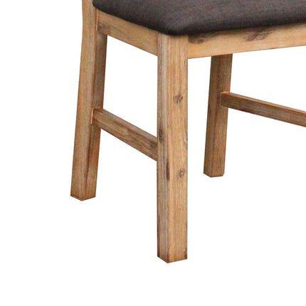 2x Wooden Frame Leatherette in Solid Wood Acacia & Veneer Dining Chairs in Oak Colour.