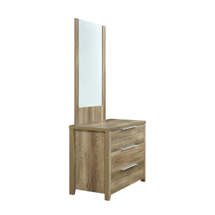 Dresser with 3 Storage Drawers in Natural Wood like MDF in Oak Colour with Mirror.