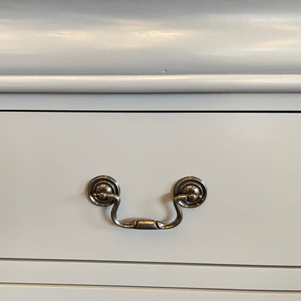 Dressing Chest with 6 Storage Drawers in Solid Wooden Mirror Metal Handles Grey Colour.