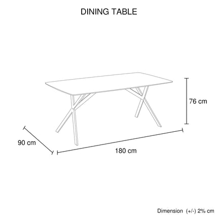 Dining Table Rectangular Shape White Sintered Stone Top Powder Coated Iron Legs.