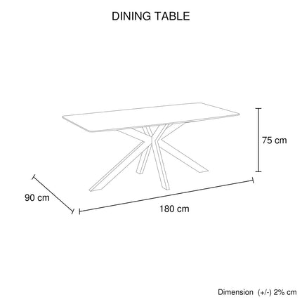 Dining Table Rectangular Shape Grey Sintered Stone Top Powder Coated Iron Legs.