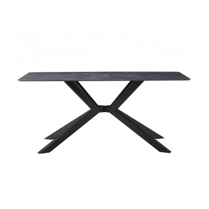 Dining Table Rectangular Shape Green Sintered Stone Top Powder Coated Iron Legs.
