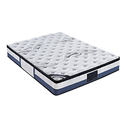 Queen Mattress Latex Pillow Top Pocket Spring Foam Medium Firm Bed.