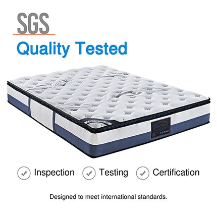 Queen Mattress Latex Pillow Top Pocket Spring Foam Medium Firm Bed.