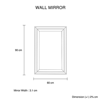 Wall Mirror MDF Silver Mirror Matching Fabric Rectangular Shape MRR-03.