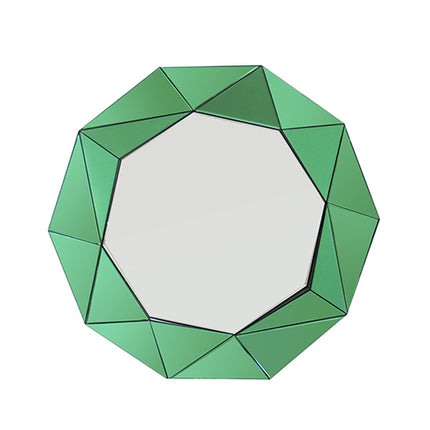 Wall Mirror MDF Silver Mirror & Green Frame Trigonometrical Shape MRR-04.