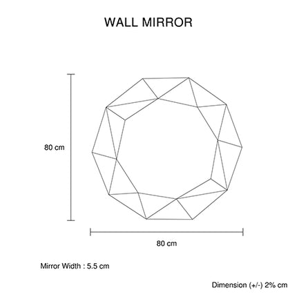 Wall Mirror MDF Silver Mirror & Green Frame Trigonometrical Shape MRR-04.