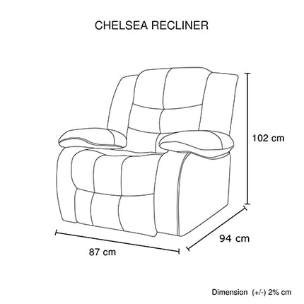 Chelsea 1R Seater Finest Leatherette Recliner Feature Console LED Light Ultra Cushioned.