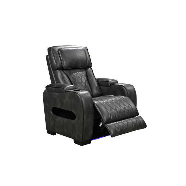 1 Seater Electric Air Leather Dark Grey Recliner.