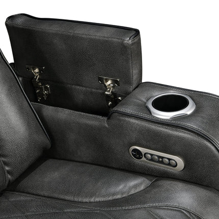 1 Seater Electric Air Leather Dark Grey Recliner.