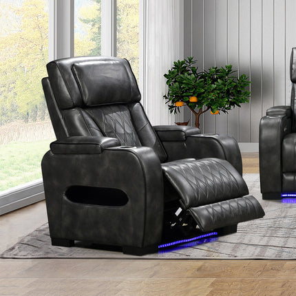1 Seater Electric Air Leather Dark Grey Recliner.