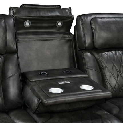 2 Seater Electric Air Leather Dark Grey Recliner.
