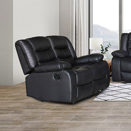 2 Seater Recliner Sofa In Faux Leather Lounge Couch in Black.