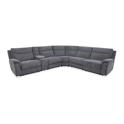Large Sectional Corner Modular Lounge Suite in Fabric with Electric Recliner.