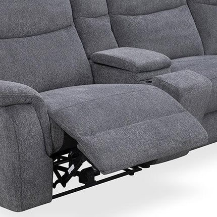 Large Sectional Corner Modular Lounge Suite in Fabric with Electric Recliner.