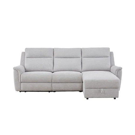 Fabric Electric Recliner Grey Chaise Sofa with Storage