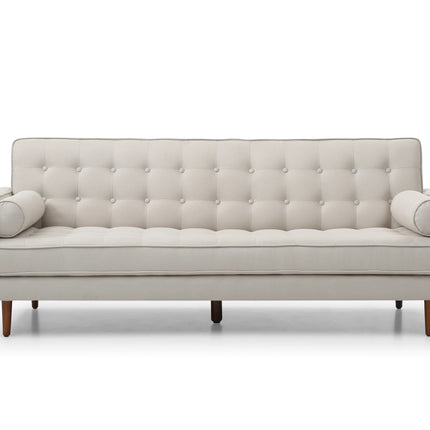Sofa Bed 3 Seater Button Tufted Lounge Set for Living Room Couch in Fabric Beige Colour.