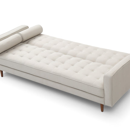 Sofa Bed 3 Seater Button Tufted Lounge Set for Living Room Couch in Fabric Beige Colour.