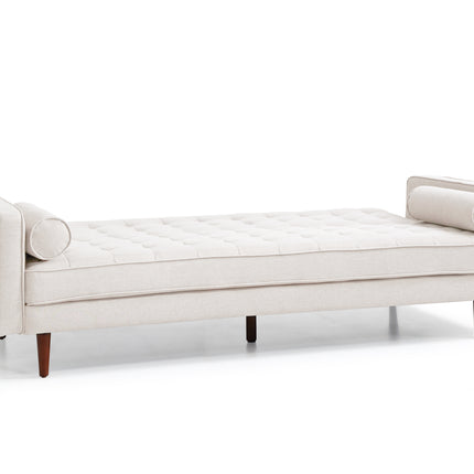 Sofa Bed 3 Seater Button Tufted Lounge Set for Living Room Couch in Fabric Beige Colour.