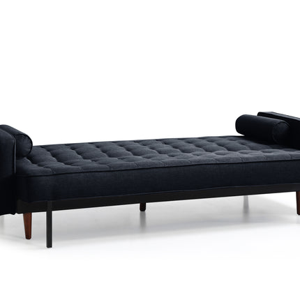 Sofa Bed 3 Seater Button Tufted Lounge Set for Living Room Couch in Velvet Black Colour.