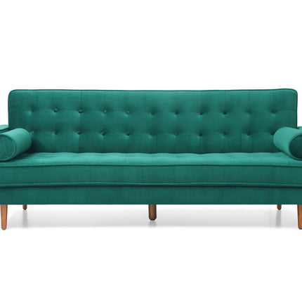 Sofa Bed 3 Seater Button Tufted Lounge Set for Living Room Couch in Velvet Green Colour.