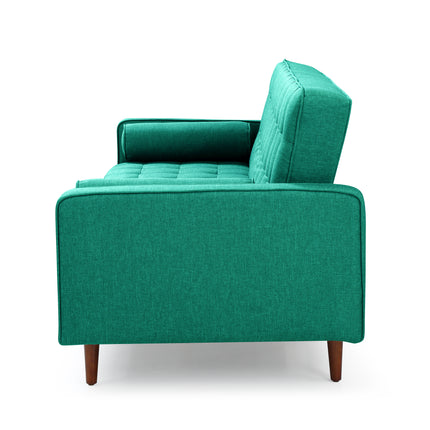 Sofa Bed 3 Seater Button Tufted Lounge Set for Living Room Couch in Velvet Green Colour.